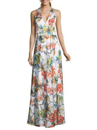 Nicole Miller Sleeveless Floral Gown In Multi