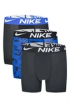 Nike Kids' Assorted 3-pack Micro Essentials Boxer Briefs In Game Royal