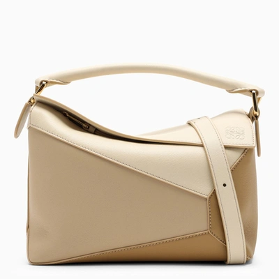 Loewe Small Leather Puzzle Edge Top-handle Bag In White