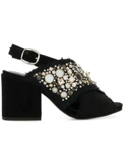 Elena Iachi Embellished Open-toe Sandals In Black