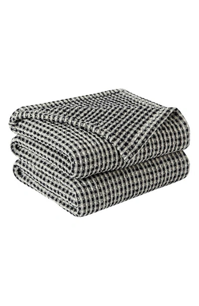 Southshore Fine Linens Tama Cotton Waffle Textured Throw Blanket In Black