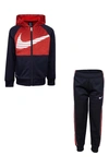 Nike Kids' Therma-fit Colorblock Hoodie & Joggers Set In Black