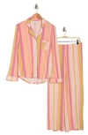 Nordstrom Rack Tranquility Long Sleeve Shirt & Pants Two-piece Pajama Set In Pink Peach Variegated Stripe