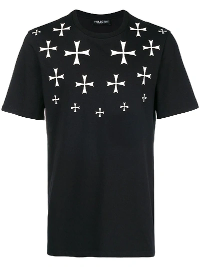 Neil Barrett Military Star Cotton-blend T-shirt In Black