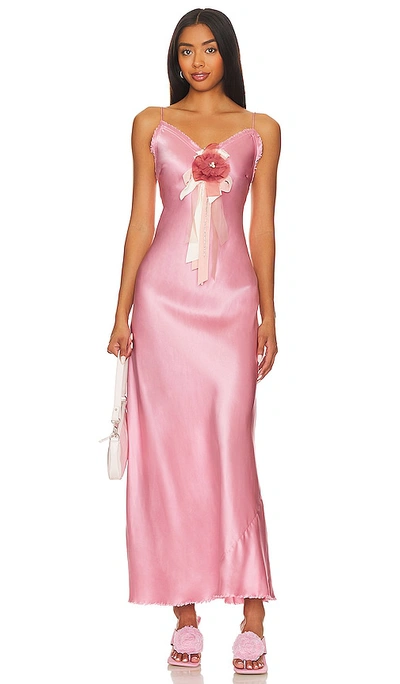 Loveshackfancy Elizabella Embellished Slip Dress In Pink Spritz