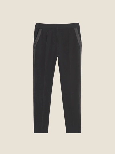 Donna Karan Front Seam Pant With Side Piping In Black