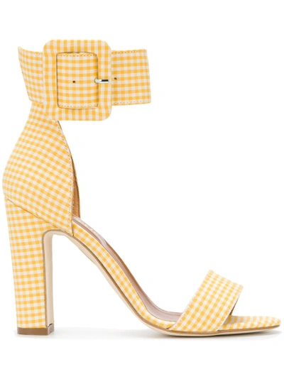 Paris Texas Gingham Print Buckled Sandals In Yellow