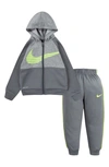 Nike Kids' Therma-fit Colorblock Hoodie & Joggers Set In Smoke Grey