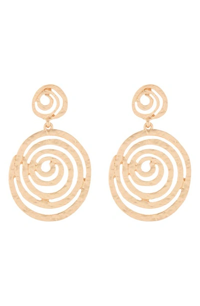 Melrose And Market Spiral Hammered Drop Earrings In Gold