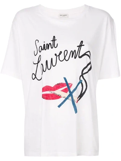 Saint Laurent Bouche  Boyfriend T In White