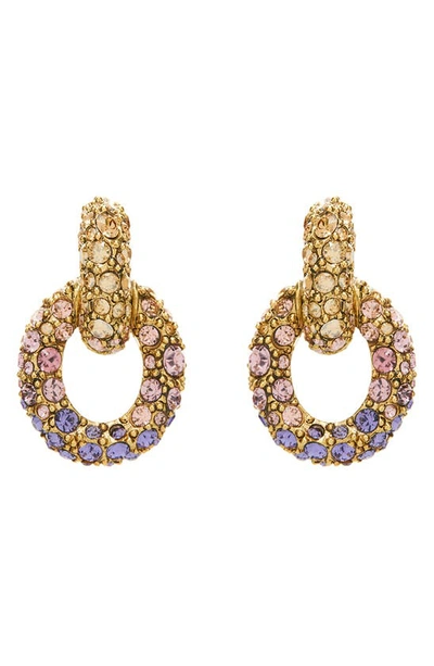 Oscar De La Renta Fortuna Crystal Drop Clip-on Earrings In Pink