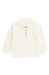 Nordstrom Babies' Rib Polo Sweater In Ivory Pristine