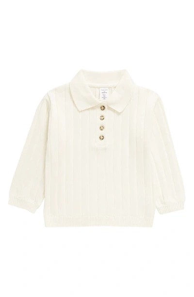 Nordstrom Babies' Rib Polo Sweater In Ivory Pristine