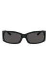 Dolce & Gabbana 61mm Polarized Rectangular Sunglasses In Black