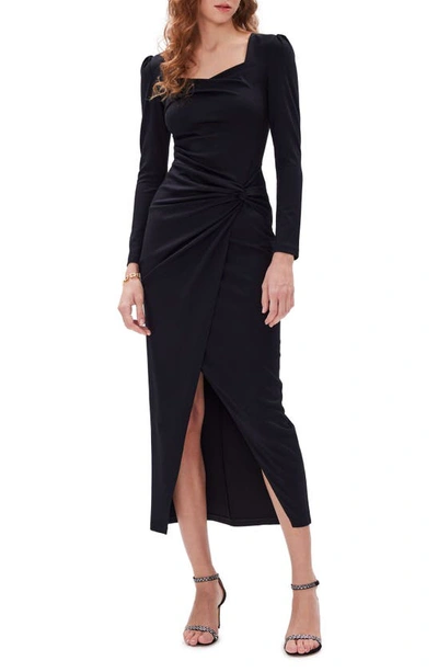 Diane Von Furstenberg Hughie Sweetheart Neck Long Sleeve Dress In Black