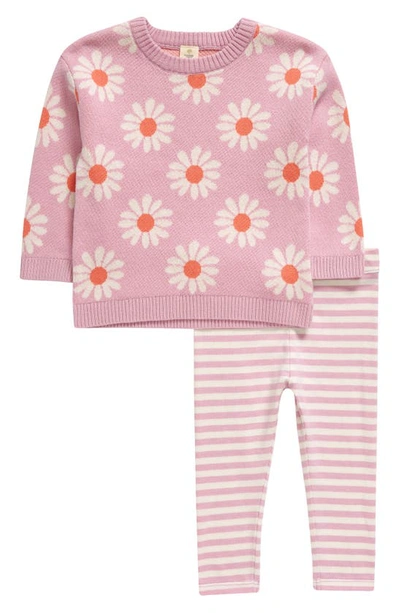 Tucker + Tate Babies' Jacquard Sweater & Pants Set In Purple Pastel Laurel Daisy