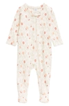 Nordstrom Babies' Print Cotton Footie In Pink Dew Birdhouses