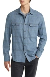 Treasure & Bond Trim Fit Plaid Flannel Shirt In Blue- Grey Grindle Blanke