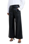 French Connection Women's Corlenda Faux-leather Wide-leg Pants In Blackout