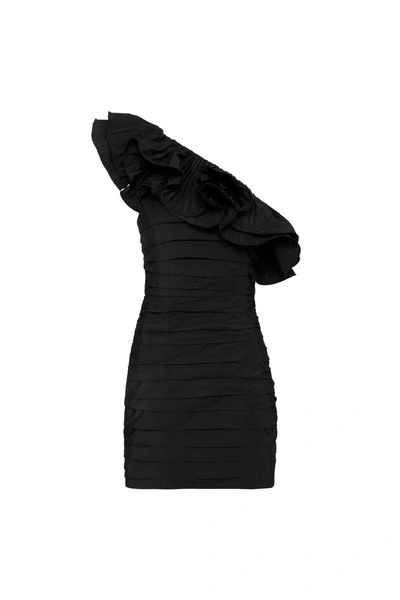 Rebecca Vallance Chloe One-shoulder Minidress In Black