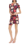 Donna Morgan For Maggy Draped Matte Jersey Minidress In Navy/ Coral