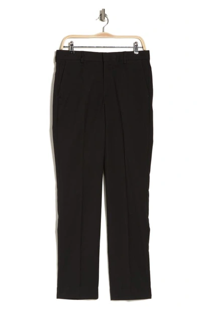 Berle Solid Flat Front Trousers In Charcoal