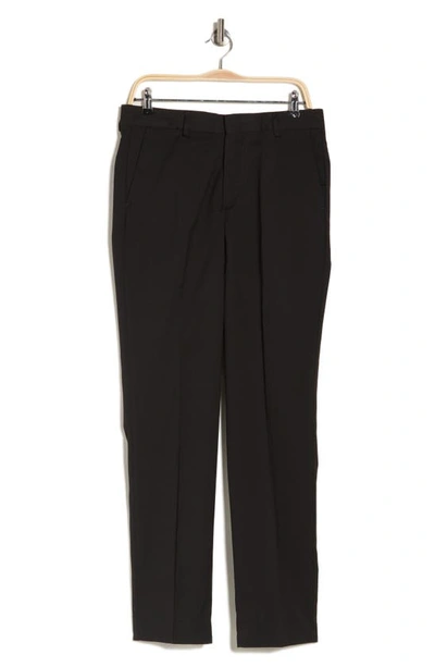 Berle Solid Flat Front Trousers In Navy