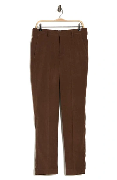 Berle Solid Flat Front Trousers In Brown