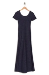 Go Couture Short Sleeve Maxi Dress In Navy