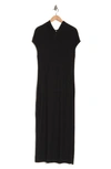 Go Couture Hooded Short Sleeve Maxi Dress In Black