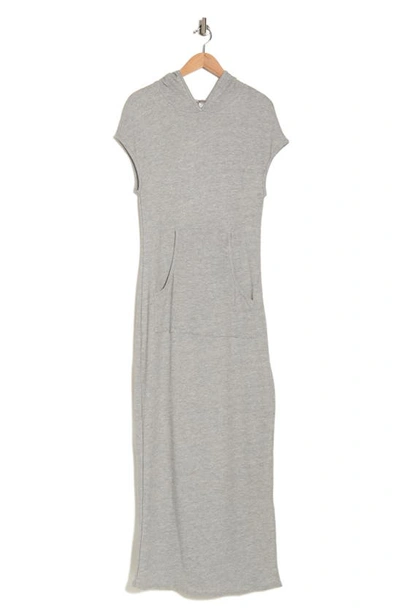 Go Couture Hooded Short Sleeve Maxi Dress In Heather Grey