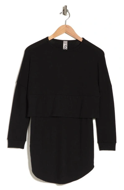 Go Couture Layered Long Sleeve Dress In Black