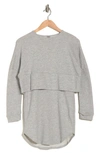 Go Couture Layered Long Sleeve Dress In Heather Grey