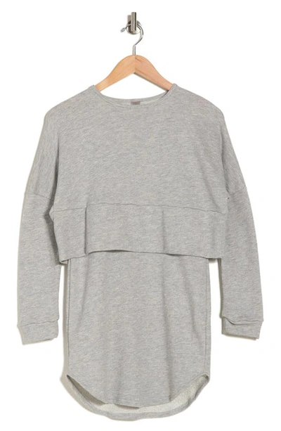 Go Couture Layered Long Sleeve Dress In Heather Grey