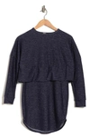 Go Couture Layered Long Sleeve Dress In Navy