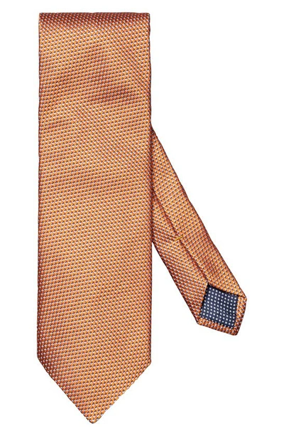 Eton Textured Neat Silk Tie In Medium Orange