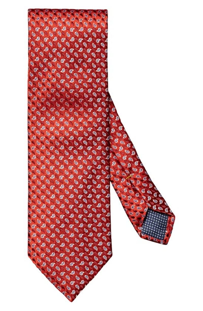 Eton Pine Paisley Silk Tie In Medium Red