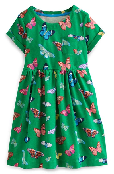 Mini Boden Kids' Short Sleeve Fun Jersey Dress Meadow Green Butterflies  Girls Boden | ModeSens