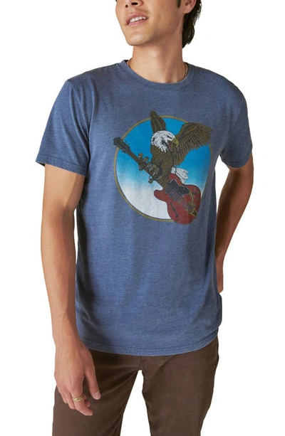 Lucky Brand Eagle Guitar Burnout Graphic T-shirt In Blue