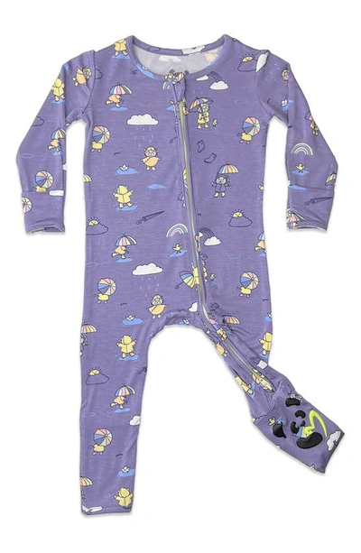 Bellabu Bear Babies' Kids' Rainbow Bear Convertible Footie Pajamas In Purple