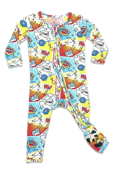 Bellabu Bear Babies'  Kids' Comic Hero Fitted One-piece Convertible Pajamas In Red