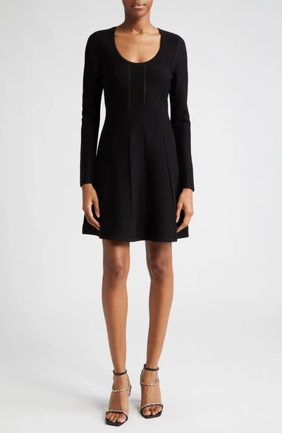 Zimmermann Luminosity Long Sleeve Paneled Mini Sweater Dress In Black