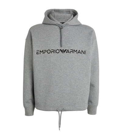 Emporio Armani Cotton-blend Logo Hoodie In Grey