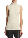 Majestic Soft Touch Sleeveless Turtleneck Top In Ecruchine