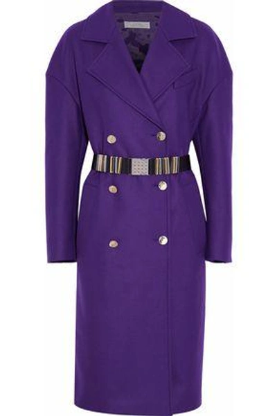 Versace Collection Woman Double-breasted Wool-blend Coat Violet