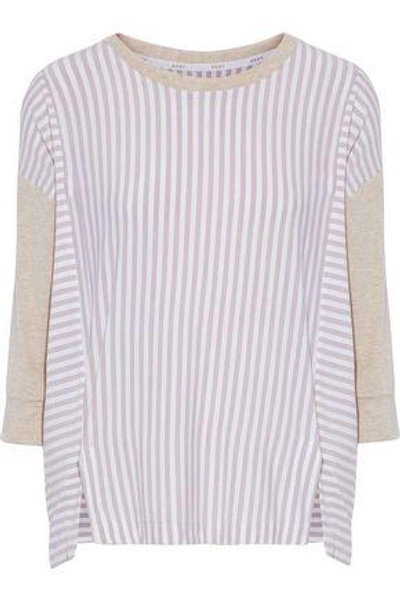 Dkny Woman Striped Modal-blend Jersey Pajama Top White