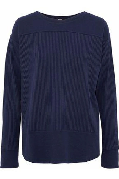 Dkny Woman Paneled Cotton-blend Jersey Pyjama Top Navy