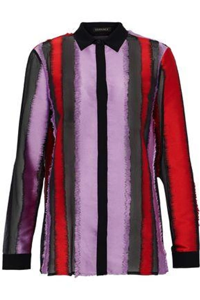 Versace Woman Fil Coupé Silk-blend Chiffon Shirt Multicolor