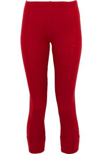 Y-3 + Adidas Stretch-knit Leggings In Crimson