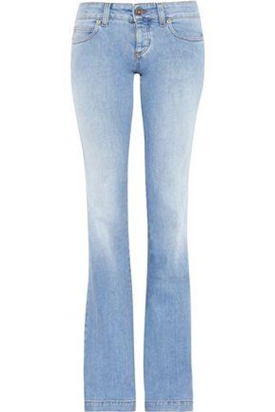 Gucci Floral-embroidered Mid-rise Flared Jeans In Light Denim